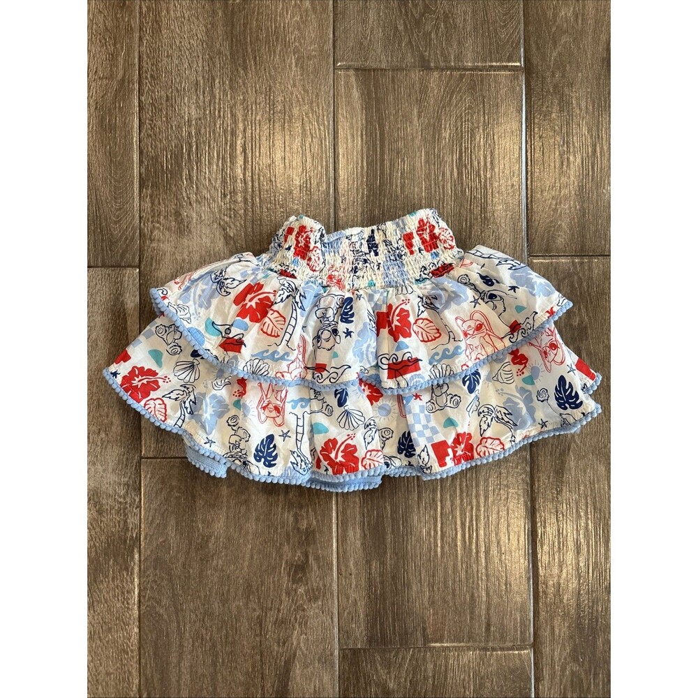 Girls LILO & Stitch Disney Tiered Skirt With Elastic Waist Size XS 4-5 EUC‎